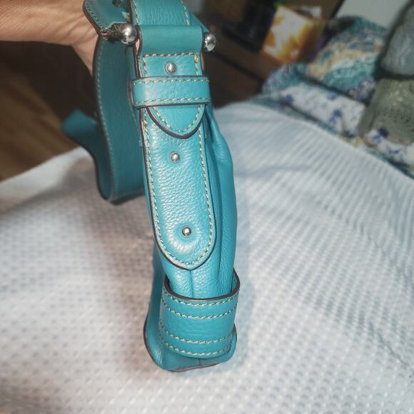 EITENNE AIGNER VINTAGE EUC TEAL LEATHER HOBO BAG - Picture 6 of 6